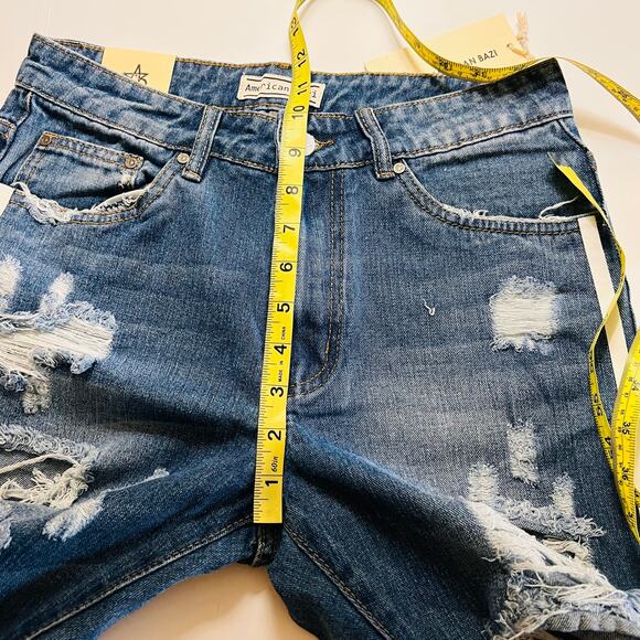 American Bazi Boyfriend Distressed High Rise Jeans Size Small NWT - Picture 6 of 8